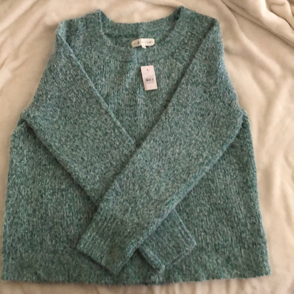 Seafoam green sparkly LOFT SWEATER BNWT